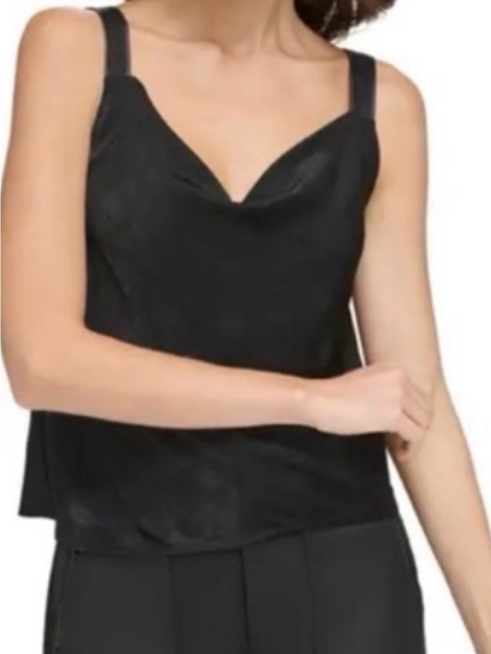 DKNY Black Silky Satin Tank Top